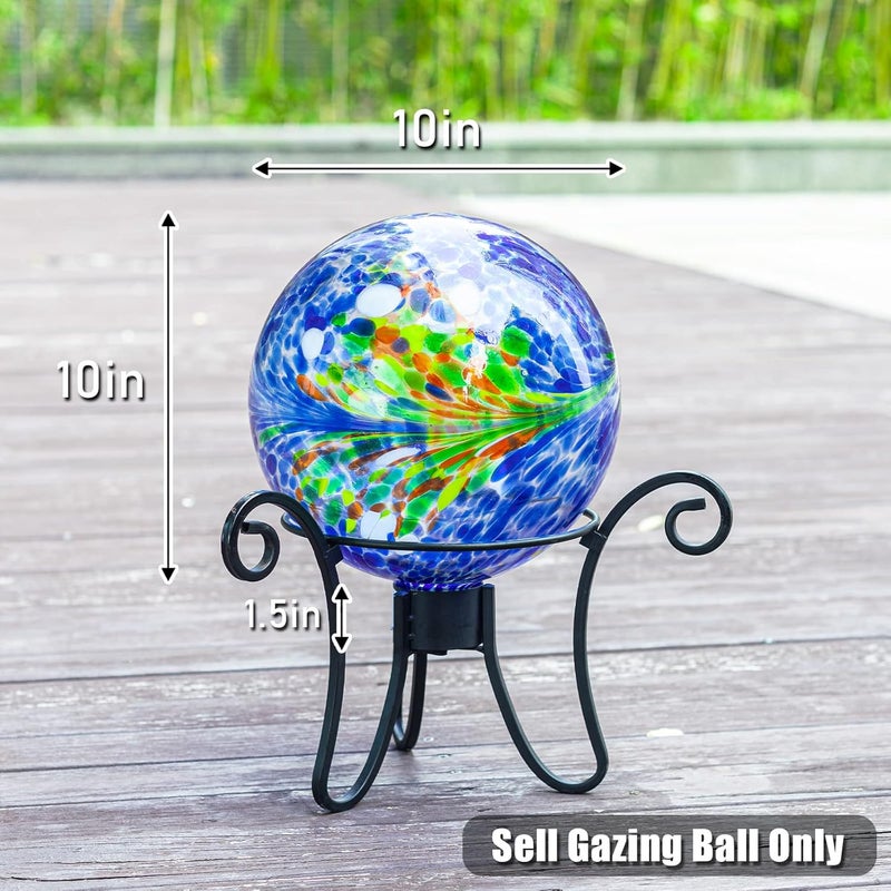 VCUTEKA Gazing Ball, Glass Gazing Globe Decorative Glass Gazing Globe/Ball/Sphere Lawn Ornament for Gardens, 10-Inch, Blue Swirl - Image 5